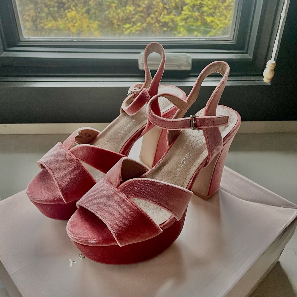 3 Inch Pretty in Pink velvet heels; Never worn before